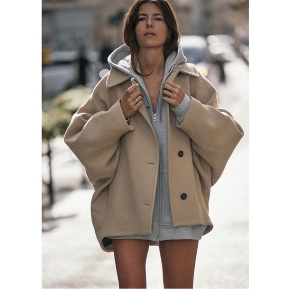 New Zara camel coat batwing jacket - Picture 6 of 14